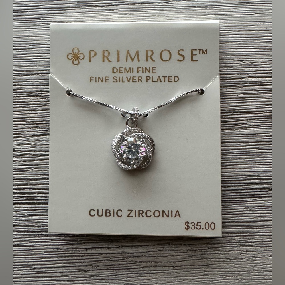 Primrose Demi-Fine Silver Plated Cubic Zirconia Necklace - NWT